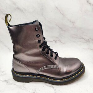 Dr. Martens Pascal Combat Boots Silver Purple Metallic Trendy Women's 8